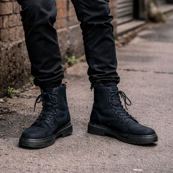 Dr. Martens Black Lace up Combs Boots Shoes  Mens Size 9 main image 7
